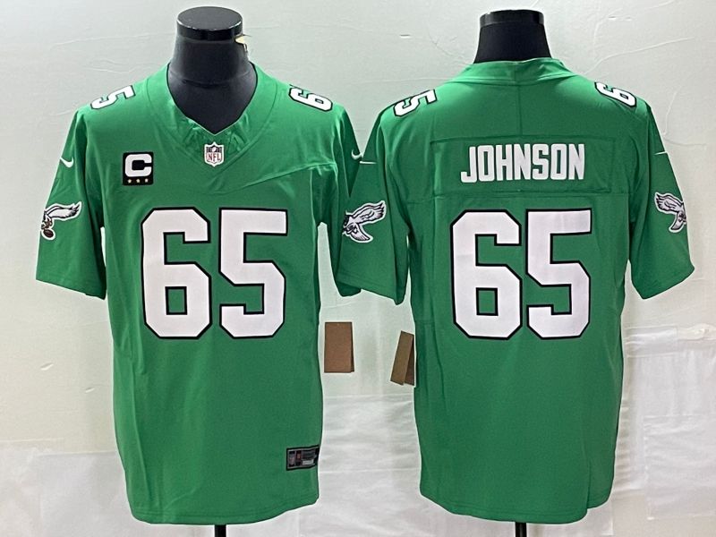 Men Philadelphia Eagles 65 Johnson Green 2023 Nike Vapor Limited NFL Jerseys